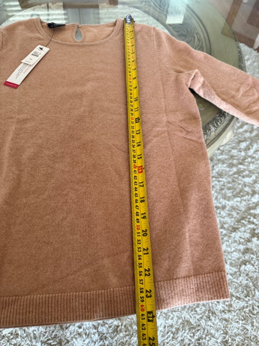Talbots Pure Cashmere Crew Neck Sweater Tan Women's Medium Petite NWT - Picture 6 of 7